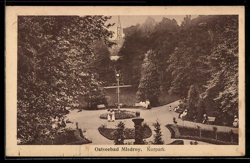 Ansichtskarte misdroy kurpark - ansichtskarte, misdroy,