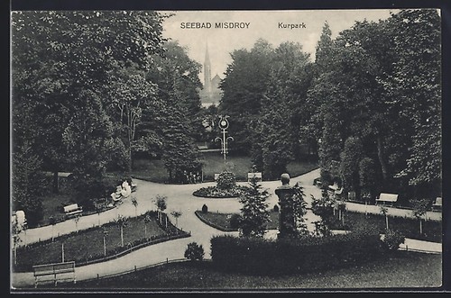Ansichtskarte misdroy kurpark - ansichtskarte, misdroy,